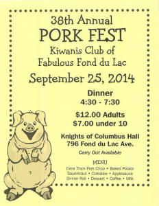 2014 38th Annual Pork Fest Flyer